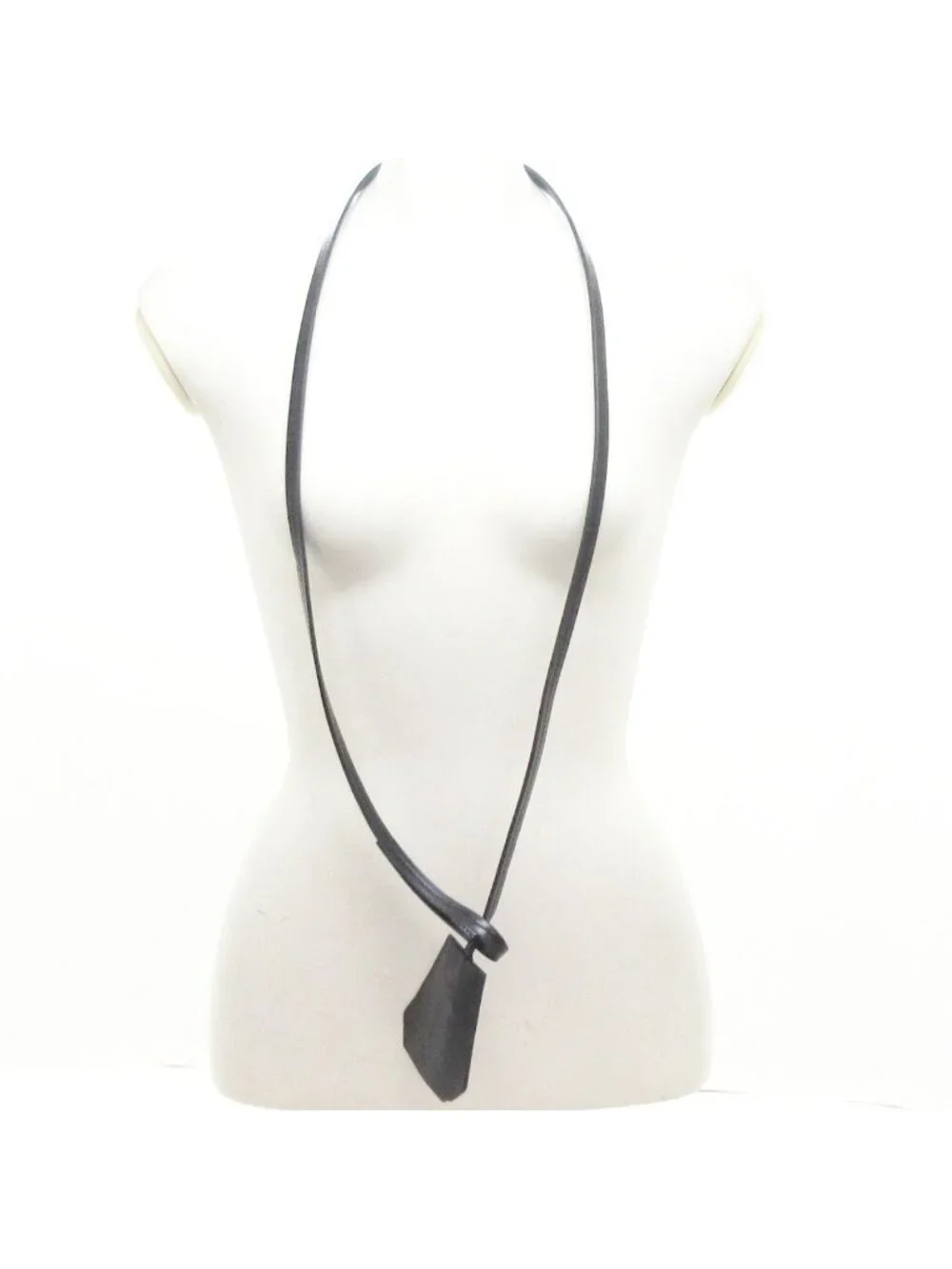 Hermes Necklace Clochette Leather Black